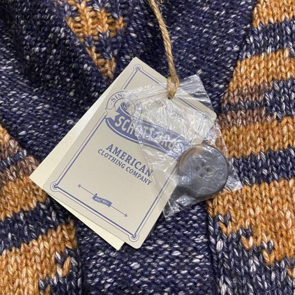 Schott NYC Prescott Southwestern NWT Cardigan Sweater Yak Wool Blue Tan Men's M - Picture 7 of 10